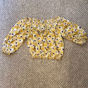 Yellow Floral Forever 21 Off-the-Shoulder Crop Top